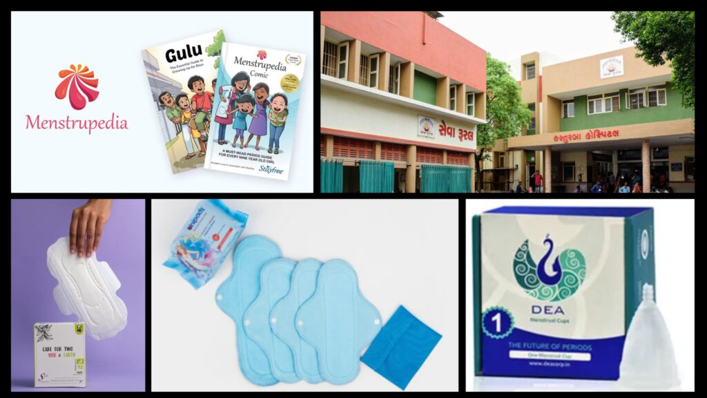 Menstrupedia, Saathi pads, Dea Corp, Unipads, SEWA Rurals, Gujpreneur Menstrupedia, Saathi pads, Dea Corp, Unipads, SEWA Rurals, Gujpreneur