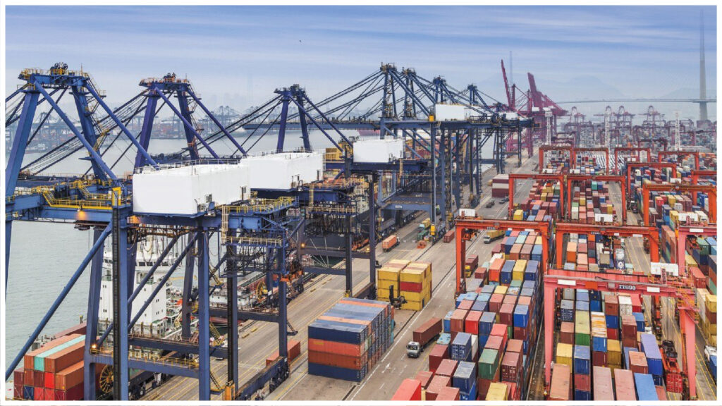 	Shipping containers and port infrastructure in Gujarat logistics network