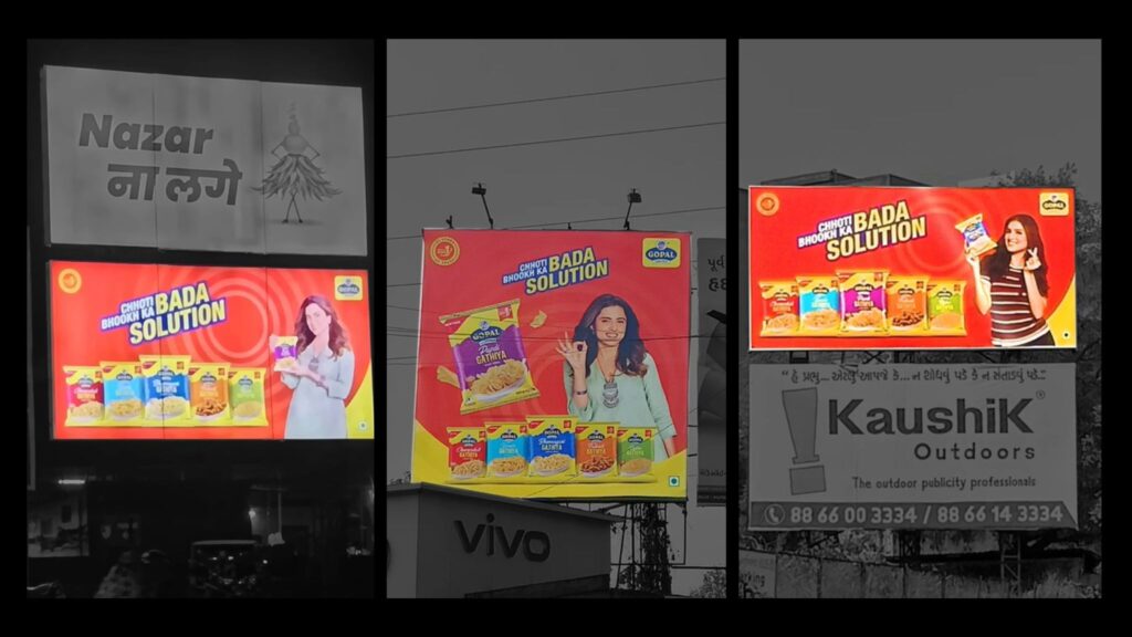 Gopal Namkeen Chhoti Bhook Ka Bada Solution hoarding campaign