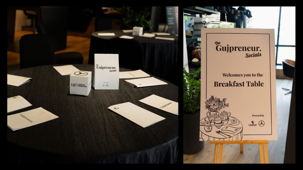 Gujpreneur Socials Breakfast Table third edition at Mercedes-Benz Landmark Ahmedabad with entrepreneurs and business leaders
