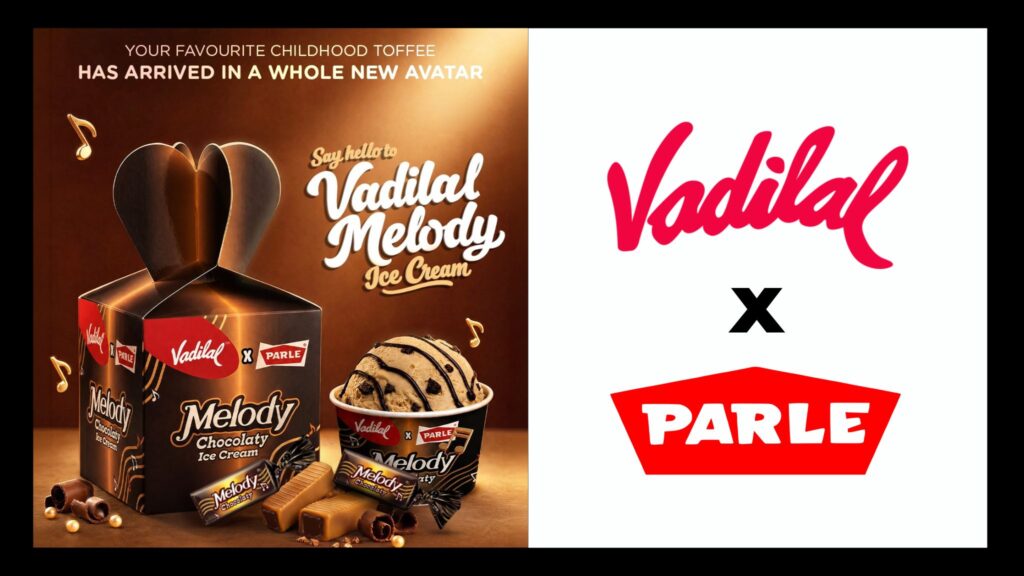 Melody Ice Cream launch by Vadilal and Parle featuring the iconic chocolate caramel flavour in a new frozen dessert format