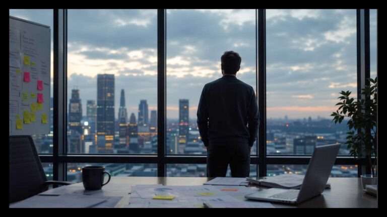Entrepreneur reflecting on startup lessons about leadership, company culture, vision, and building a successful business.