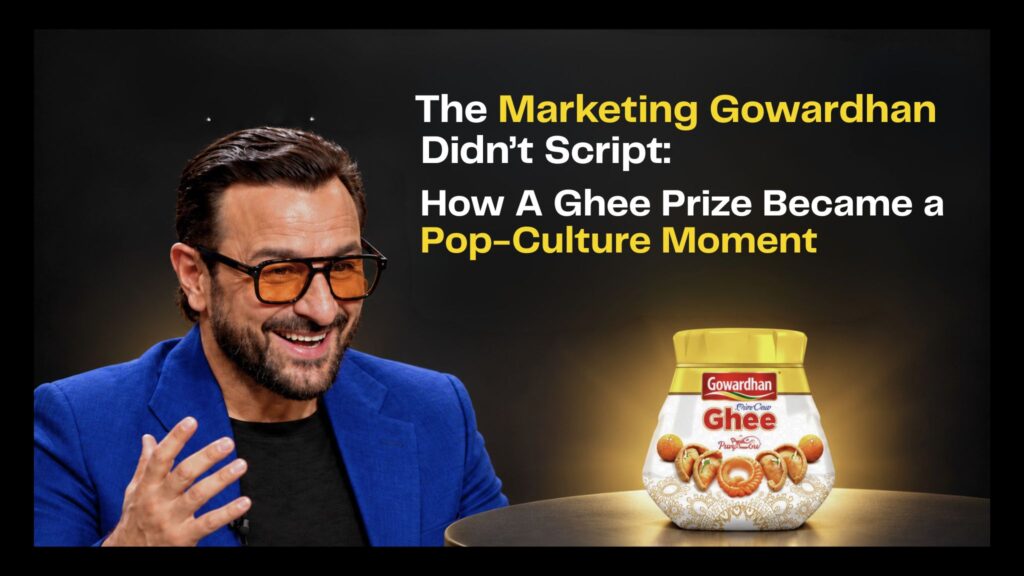 Gowardhan Ghee marketing moment featuring Saif Ali Khan on KBC that sparked viral conversations and organic brand visibility.