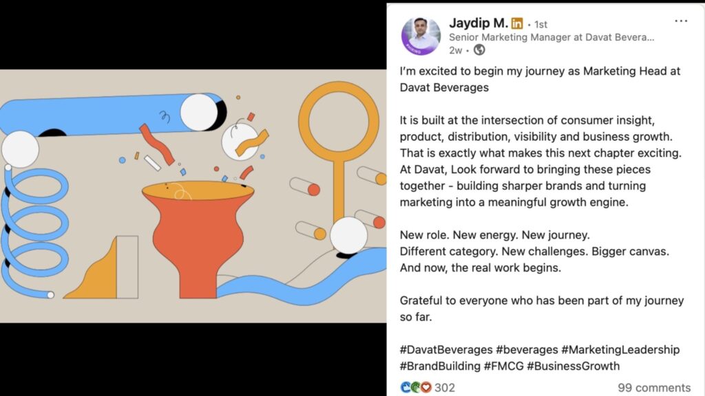 Jaydip M. takes on marketing leadership at Davat Beverages as Marketing Head. Jaydip M. takes on marketing leadership at Davat Beverages as Marketing Head.