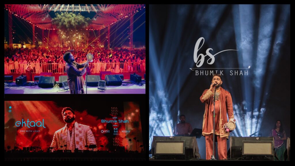 Bhumik Shah performing live traditional Garba and folk music at Ektaal 2026. Bhumik Shah performing live traditional Garba and folk music at Ektaal 2026.